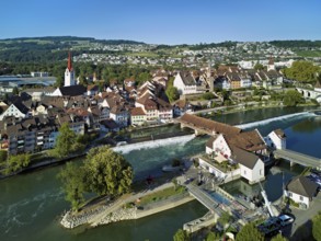 Old town with the Catholic Church of St Nicholas and the tower of the Muri- Amthof, in the