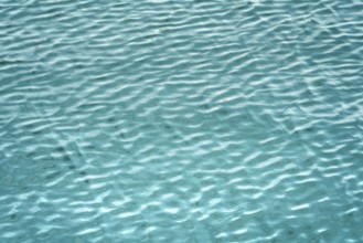 Full frame abstract light blue ripply water surface