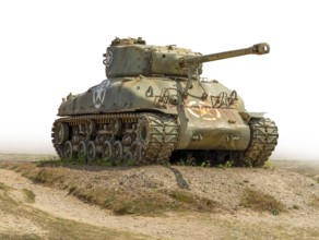 Historic tank at Utah Beach which was one of the five areas of the Allied invasion of
