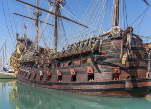 Historic sailing ship seen in Genoa, the capital of the italian region of Liguria
