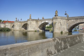 Scenery around the Old Main Bridge in Wuerzburg, a city in the region of Franconia in Bavaria,