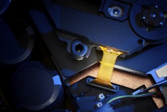 Macro shot of some colorful illuminated electronic components