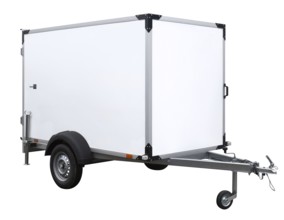 A white trailer isolated on white back