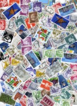 Background with lots of old german postage stamps