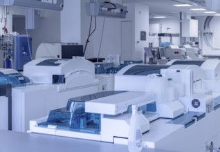 Medical laboratory including lots of apparatuses and technical equipment