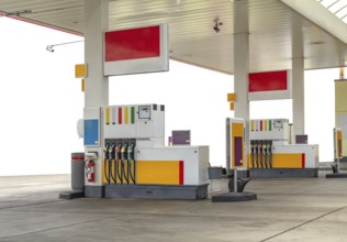 Detail shot of a filling station in white back