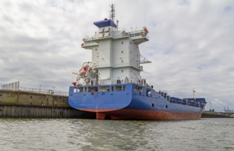 A container ship seen at the Port of Hamburg in Germany