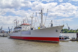A ship seen at the Port of Hamburg in Germany