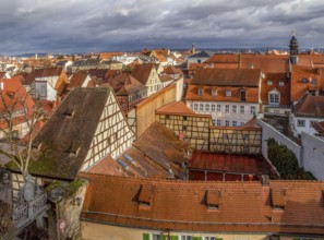 High angle view of Bamberg, a town in Upper Franconia in Bavaria, Germany