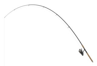 Isolated fishing pole in white back