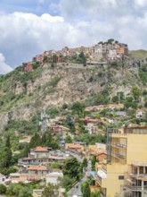 Sunny impression of Castelmola in Sicily, Italy