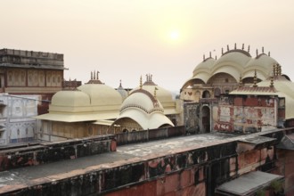 Scenery around the City Palace in Karauli, a city in Rajasthan, India at evening time