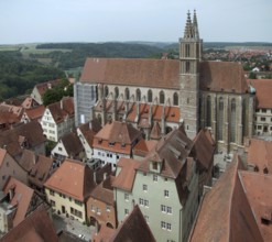 Aerial view of Rothenburg ob der Tauber, a town in Middle Franconia in Bavaria Germany