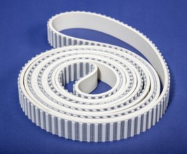 A white rolled drive belt in blue back