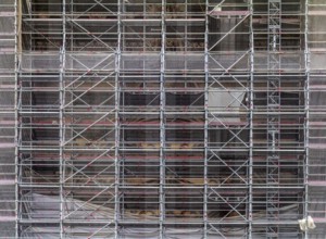 Detail shot of a huge scaffolding seen in France