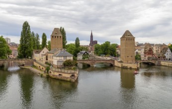 Waterside scenery around Ponts Couverts in Strasbourg, a city at the Alsace region in France