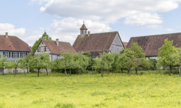 Idyllic small rural village in Southern Germany at early spring time