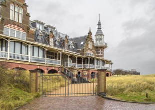 Glamourous bathing pavillon seen in a seaside resort named Domburg located in the dutch province of