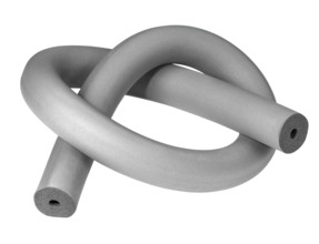 Piece of a knoted insulating tube in white back