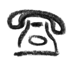 Crayon-sketched illustration of a nostalgic telephone