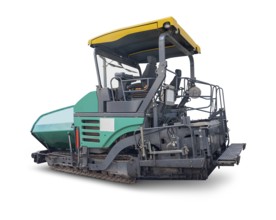 Asphalt finisher in white back with shadow