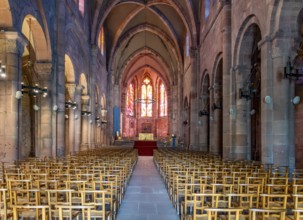 Scenery inside the Saint-Die Cathedral in Saint-Die-des-Vosges, a commune in the Vosges department,