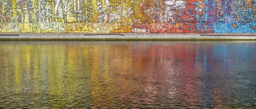 Detail of a colorful painting in Amiens, a city and commune in northern France. It is the capital