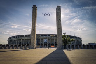Berlin Olympic Stadium in the evening light, Westend, Berlin, Germany