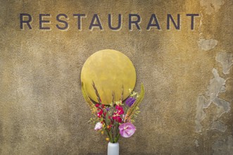 Restaurant, lettering, decoration, flowers