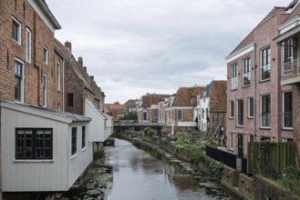 Hanging kitchens above the Damsterdiep in the historic town of Appingedam, province of Groningen,
