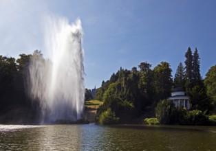Water features at the large pond with the towering fountain, Bergpark Wilhelmshöhe, UNESCO World