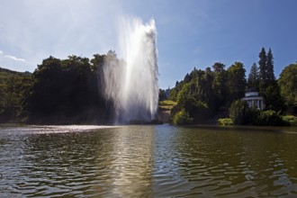 Water features at the large pond with the towering fountain, Bergpark Wilhelmshöhe, UNESCO World