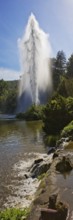 Water features at the large pond with the towering fountain, Bergpark Wilhelmshöhe, UNESCO World
