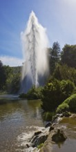 Water features at the large pond with the towering fountain, Bergpark Wilhelmshöhe, UNESCO World