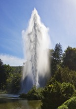 Water features at the large pond with the towering fountain, Bergpark Wilhelmshöhe, UNESCO World