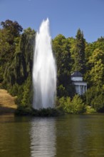 Water features at the large pond with the towering fountain, Bergpark Wilhelmshöhe, UNESCO World