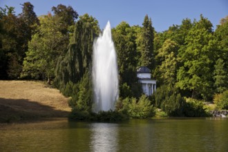 Water features at the large pond with the towering fountain, Bergpark Wilhelmshöhe, UNESCO World