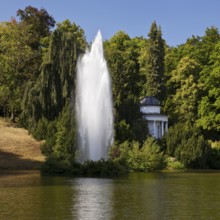 Water features at the large pond with the towering fountain, Bergpark Wilhelmshöhe, UNESCO World