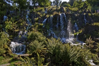 Water features at the Steinhöfer waterfall in Bergpark Wilhelmshöhe, Kassel, Hesse, Germany