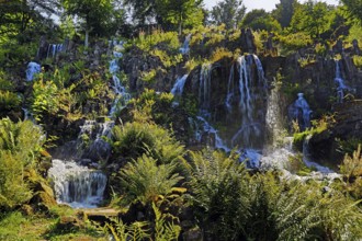 Water features at the Steinhöfer waterfall in Bergpark Wilhelmshöhe, Kassel, Hesse, Germany
