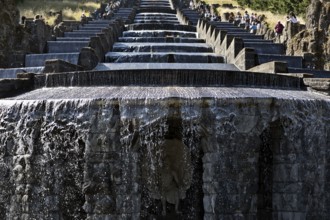 Water features with the Great Cascades at the Neptune Basin in Bergpark Wilhelmshöhe, UNESCO World