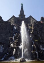 Water features with fountain, Octagon at the Hercules Building, Bergpark Wilhelmshöhe, UNESCO World
