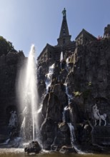 Water features with fountain, Octagon at the Hercules Building, Bergpark Wilhelmshöhe, UNESCO World