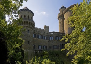 Bergpark Wilhelmshöhe with the artificial ruins of Loewenburg, UNESCO World Heritage Site, Kassel,