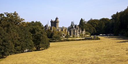 Bergpark Wilhelmshöhe with the artificial ruins of Loewenburg, UNESCO World Heritage Site, Kassel,