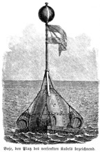 Buoy marks the course of the sunken overseas cable, watermark, identification, inventions in the