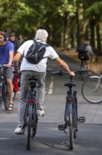 Cycle traffic in Münster, two-wheeler, Promenade cycle path, tree-lined, car-free, approximately 4