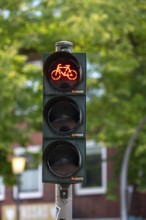 Bicycle traffic in Münster, bicycle traffic light, traffic light for bicycle traffic only, on a