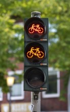Bicycle traffic in Münster, bicycle traffic light, traffic light for bicycle traffic only, on a