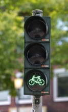 Bicycle traffic in Münster, bicycle traffic light, traffic light for bicycle traffic only, on a